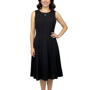 Sandra Darren Black Pleated Fully Lined Sleeveless Midi Dress Size 16